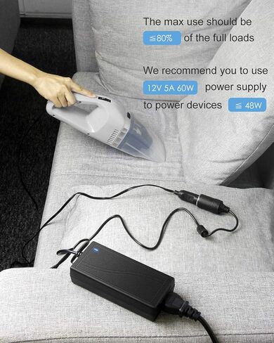 ALITOVE AC إلى DC محول 12V 5A 60W 100-240V إلى 12V سيارة ولاعة السجائر المقبس AC / DC محول الطاقة إمدادات الطاقة للسيارة مكنسة كهربائية سيارة مروحة سيارة MP3 أجهزة السيارات الأخرى تحت 60W in Saudi Arabia