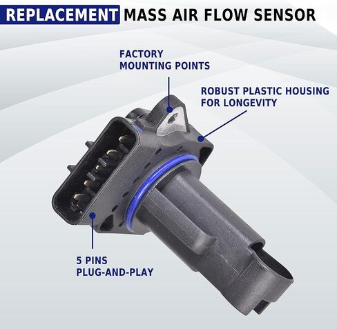 مستشعر تدفق الهواء الشامل MAF متوافق مع Lexus ES300، Mazda CX-7/Mazda2 Sport/Mazda3، Toyota Camry/Avalon/Prius/Tacoma/Sienna، Scion tC2، فولفو S40 - يستبدل 2220407010، 22204-21010، 197-6020 in Kuwait