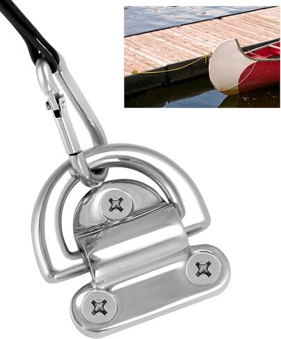 QWORK Marine Folding Pad Eye, 4 Pack Marine Grade Stainless Steel 316 D Ring Anchor, 44mm x 40mm Heavy Duty Desk Tie Down Anchor with Plate, for Marine Trailer Boats Truck in Saudi Arabia