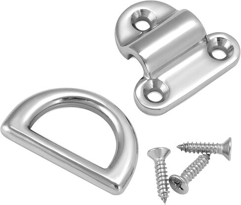 QWORK Marine Folding Pad Eye, 4 Pack Marine Grade Stainless Steel 316 D Ring Anchor, 44mm x 40mm Heavy Duty Desk Tie Down Anchor with Plate, for Marine Trailer Boats Truck in Saudi Arabia