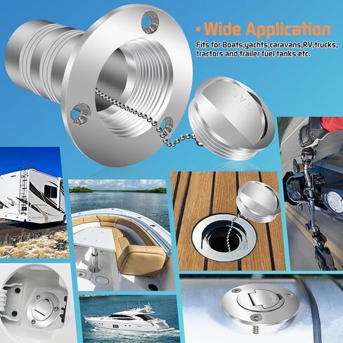 1-1/2"(38mm) Boat Gas/Fuel Deck Fill/Filler with Keyless Cap，1.5inch Stainless Steel Deck Filler Marine Hardware for Boat, Yacht, Caravan, Mirror- Polished Head in Saudi Arabia