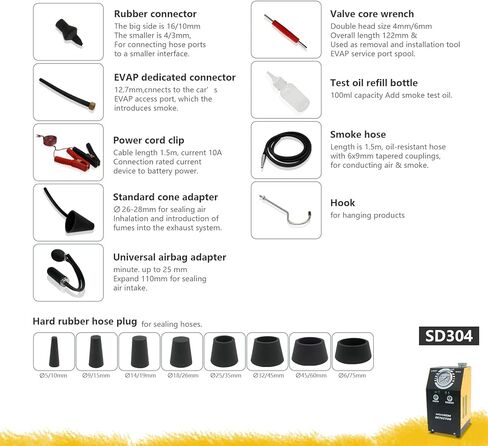 أداة كشف تسرب السيارات من Solary، ماكينة دخان السيارة ذات الوضع المزدوج DC12V، جهاز اختبار تسرب EVAP مع مقياس الضغط لجميع المركبات in Kuwait