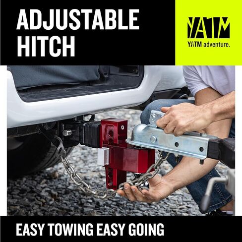 YATM Adjustable Hitches Fits 2" Receiver,6"Drop/Rise,Replaces Tri Balls (1-7/8", 2", 2-5/16"), Keyed of Dual Pin Key Locks, Aluminum Trailer Hitches with GTW 15,000LBS,Ultra Quiet,Red,532006 in Saudi Arabia