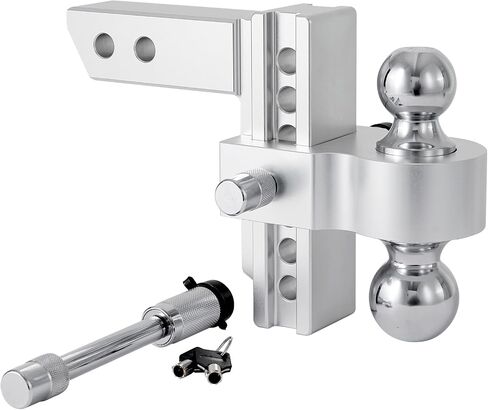 Adjustable Trailer Hitches, 6-Inch Drop/Rise Aluminum Drop Hitch, Dual Ball (2" X 2-5/16"), 12,500 LBS GTW-Tow Hitch for Heavy Duty Truck with Double Locks, Fits 2-Inch Receiver in Saudi Arabia