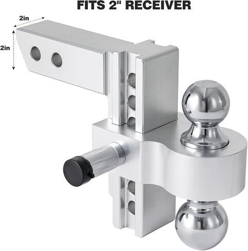 Adjustable Trailer Hitches, 6-Inch Drop/Rise Aluminum Drop Hitch, Dual Ball (2" X 2-5/16"), 12,500 LBS GTW-Tow Hitch for Heavy Duty Truck with Double Locks, Fits 2-Inch Receiver in Saudi Arabia