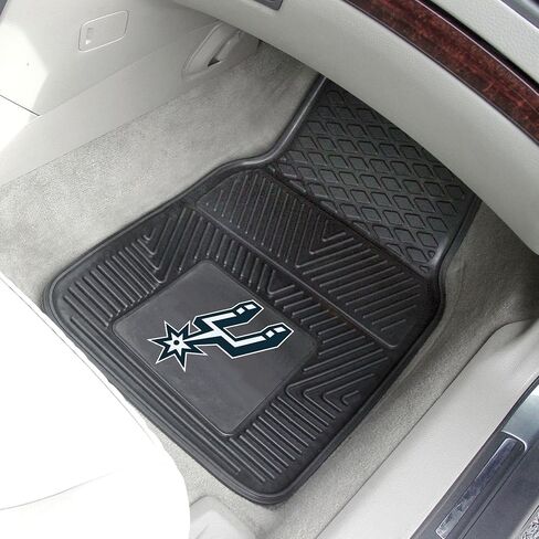 FANMATS 9406 San Antonio Spurs 2-Piece Heavy Duty Vinyl Car Mat Set, Front Row Floor Mats, All Weather Protection, Universal Fit, Deep Resevoir Design in Saudi Arabia