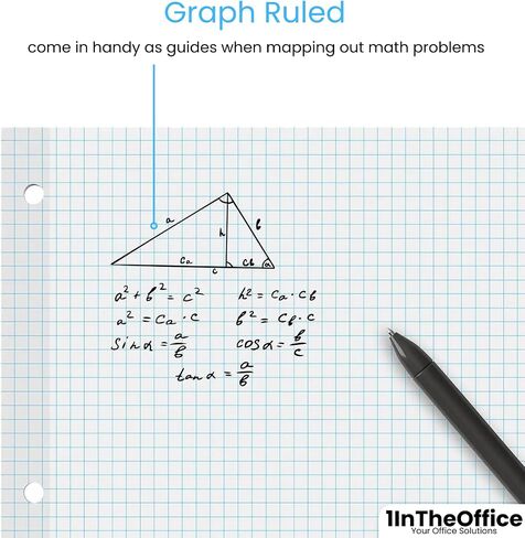 1InTheOffice Binder Graph Paper, 3 Hole Small Graph Paper, 8x10.5 White, 160 Sheets/Pack in Saudi Arabia