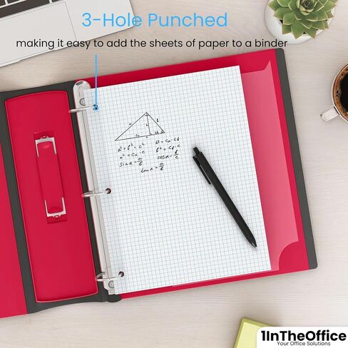 1InTheOffice Binder Graph Paper, 3 Hole Small Graph Paper, 8x10.5 White, 160 Sheets/Pack in Saudi Arabia