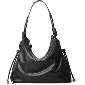Soft Hobo Bag for Women Large Capacity Travel Designer Shoulder Purse with Knotted Adjustable Strap