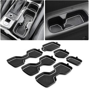 Auovo Auto Cup Holder Inserts Coaster Compatible with Kia Telluride Accessories 2020 2021 2022 2023 2024 2025 Silicone Cup Mat Pad Car Interior Decoration (Black Trim, 6-pcs kit)