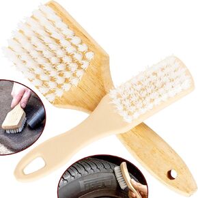 Ergonomic, Pro-Grade Tire Scrubbing Brushes 2 Pack. Easily Scrub Without Scratching Rims or Wheels, Even on Low Profile Sidewalls. Durable Bristles are Great for Floor Mats, Tires, or Home Cleaning!