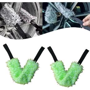 Jxueych Microfiber Multi-Use Cleaning Tool - Crevice Cleaning Brush, Wheel Cleaning Brush, Car Detailing Clean, New Multifunctional Cleaning Brush Tool (2, Black)