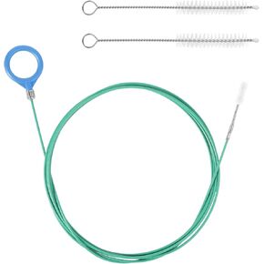 Flexible Tube Cleaning Brush, 118 Inch Long Wire Brush Extra Long Pipe Cleaner Tool with 2pcs Straw Cleaning Brushes for Car Refrigerators Sunroof Sink Drain Dredge Holes