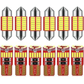 12V 31MM DE3175 3175 DE3022 DE3021 Festoon and T10 194 168 2825 W5W LED bulbs Combo Kit Extra Bright 6000K White for U.S.A Car Truck Interiors Map Dome Trunk Cargo License Plate Light 12-Pack