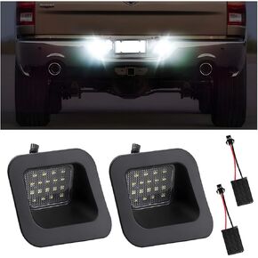 BESULEN Full LED License Plate Light, 2 PCS Car Tag Lamp Assembly Replacement, 6500K White Smoke Lens, LED License Plate Light Fit for 2003-2018 1500 2500 3500 Pickup Truck (Transparent)