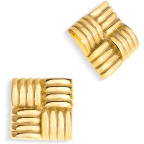 JeanBeau Chunky Large Square Stud Earrings for Women, Trendy Statement Geometric Rectangle Textured Lightweight Hypoallergenic Earing Prom Fashion Jewelry Gift