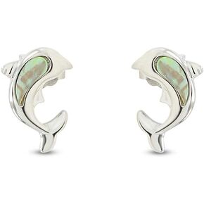AFFY Abalone Shell Animal (Dolphin, Unicorn, Seahorse, Turtle, Cat) 14k White Gold Over Sterling Silver Stud Earrings Jewelry Gift