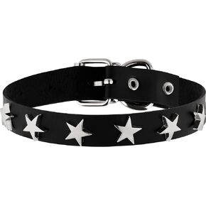 Sacina Gothic Punk Star Necklace, Black PU Leather Choker, Unisex, Zinc, Costume Jewelry, Adjustable 16.1 inches, Halloween New Year Gift