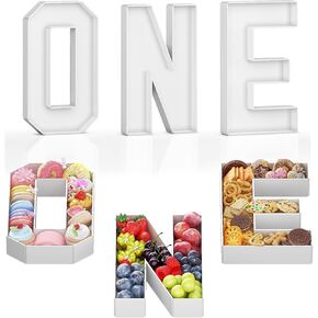 ONE Charcuterie Board Letters Fillable, ONE Cardboard Letters for Charcuterie, ONE Letters for Food Chocolate Cupcake Candy, Paper Mache Letter Trays for Birthday Baby Shower Anniversary Decoration