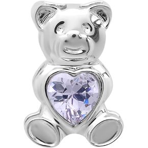 Dazzlingrock Collection Cute Teddy Bear with Lavender Cubic Zirconia Love Heart Charm Womens Pendant | 925 Sterling Silver