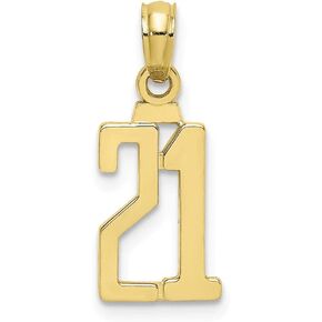Solid 10k Yellow Gold Number 21 Pendant Charm