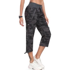 MoFiz Women's Cargo Capris Pants Loose Fit Casual Hiking Pants Lightweight Quick Dry Travel Summer Pants for Women