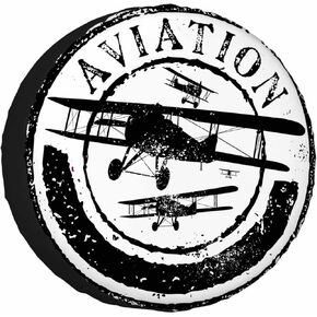 Aircraft Stamp Spare Tire Cover for RV Trailer Airplane with Text Aviation Sky Flying Wings Jet Wheel Protectors Weatherproof Polyester Tire Case for All Cars SUV Camper Travel 15 inch