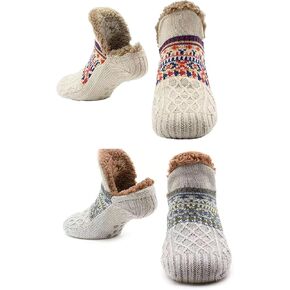 Slipper Socks for Adults Women Men Non Slip Warm House Socks with Grips Winter Thick Fuzzy Cabin Thermal Socks Cozy Gifts for Husband Wife