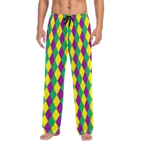 Carnival Mardi Gras Pajama Pants Plaid Men's Pajama Bottoms Lounge Sleepwear PJs Sleep Pants S