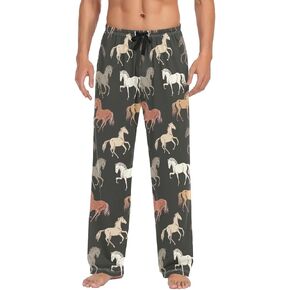 ZZKKO Pajamas Pants for Men Horses Animals Men's Pajama Bottoms 100% Cotton PJ Pants for Mens S-XXL