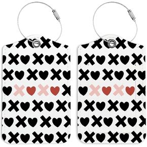 Pink Bow Luggage Tags for Suitcases, Preppy Grid Luggage Tag, Back to School, Trendy Girly 2 Pack Travel Luggage Tags, Teen Girls Gifts Suitcase Tags