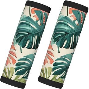 Colorful Tropical Palm Leaves Luggage Handle Wraps for Suitcase Luggage Identifiers Soft Handle Grips Covers for Travel Accessories, 2 Pack