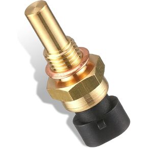Pack-1 Car Engine Cooling Water Temperature Sensor, Metal High Temperature Resistant 2 Pin Standard Sensor Replacement 15404280 12191170 60811520 12608814, Compatible with Delphi (Gold)