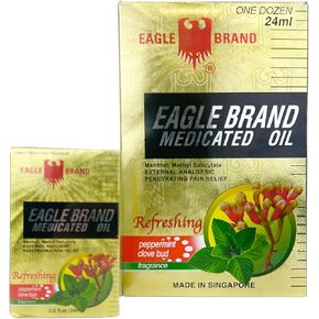 Eagle 12 Packs - 24ml Brand Medicated Oil External Analgesic (Refresh-Peppermint Clove Bud)