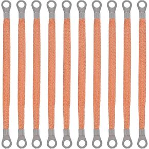 10pcs 10mm Wide 6 Square Meters 200MM Ground Straps 7.87 inch Engine Strap Kit Universal Automotive Copper Automotive Grounding Strap Wire Connectors Braided with Terminals Plugs 200mm for Most Cars