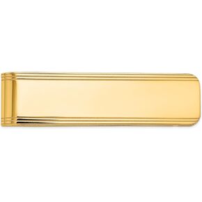Avariah Solid 14k Yellow Gold Men's Grooved Polished Money Clip - 52mm