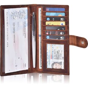 Valenchi-Leather RFID Checkbook cover for Men and Women-Duplicate Checks RFID Card Standard Register with pen inserts