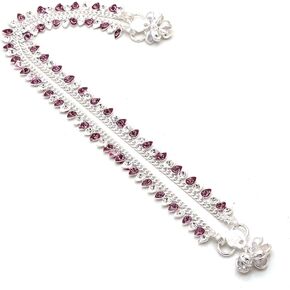 JewarHaat CZ Ad Silver Plated Indian Anklets for Women
