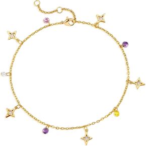WEARON Gold Ankle Bracelets for Women 18K Gold Plated Anklet Flat Mariner Box Cable Bead Snake Figaro Cuban Bar Paperclip Link Chain Anklet