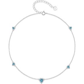 Heart Birthstone Ankle Bracelet for Women - 925 Sterling Silver Cute Anklet for Lady - Birthday Thanksgiving Day Christmas Valentine's Day Gifts Foot Jewelry