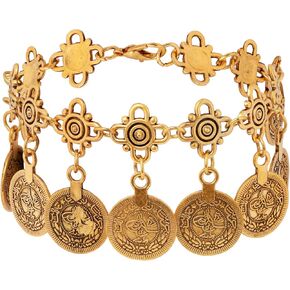 MINACHI Boho Tassel Anklet with Coin Chain, Bohemian Style Barefoot Sandals Jewelry, Gifts for Her