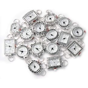 10 Mix Silver Tone Geneva Elite Watch Faces for Beading, Loops and Battery Included