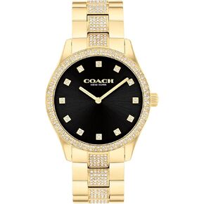 Coach Brooks Men's and Women's 2H Quartz Watch - Crystals on Bezel, Dial, and Center Links on Steel Bracelet - Water Resistant up to 3ATM - Gift for Him or Her - Perfect for Day and Evening - 38mm