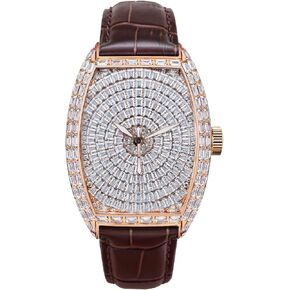 Diamond Wrist Watch for Men, Stainless Steel Mechanical Automatic Watch Waterproof Wrist Watch for Women Analog Watch Barrel Shape Watch Luxury Fashion Gift