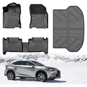 Original Floor Mats & Cargo Liner Compatible with 2015-2021 Lexus NX NX200t NX300 NX300h: Front and Rear Row Full Set TPE Floor Liners with Trunk Mat - All Weather Protection Car Mats Set Accessories