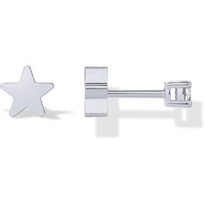 PAVOI 14K Gold Plated Double Sided Star and Heart Flat Back Stud Earrings for Women with Cubic Zirconia | Celestial Earring Screw Back Pair