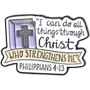 I Can Do All Things Through Christ Who Strengthens Me Philippians 4:13 4 13 Jesus Christ Christian Bible Verse 1.2" Enamel Pin Badge