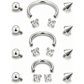 Oufksiyy 16g Septum Rings Internally Threaded Surgical Steel Septum Jewelry Lip Rings Hoop Labret Jewelry Horseshoe Earrings Daith Piercing Jewelry for Women Men 6mm 8mm 10mm Silver Gold Black