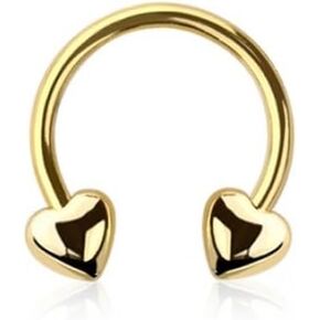 Pierced Owl 16GA 316L Stainless Steel Heart Ends Horseshoe Circular Barbell
