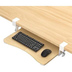 suptek Keyboard Tray Under Desk Pull Out with C Clamp Mount, Computer Keyboard & Mouse Tray, 25.6 (30 Including Clamps) x 11.8 inch Slide-Out Platform Computer Drawer for Typing, Black, DSF1